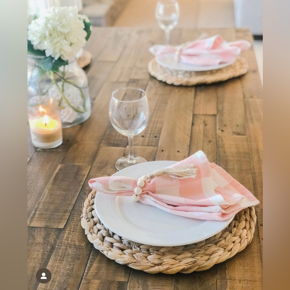 Set of 4 Pink Buffalo Plaid Checked Napkins